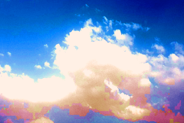 a digitally edited and compressed image of the clouds in the sky